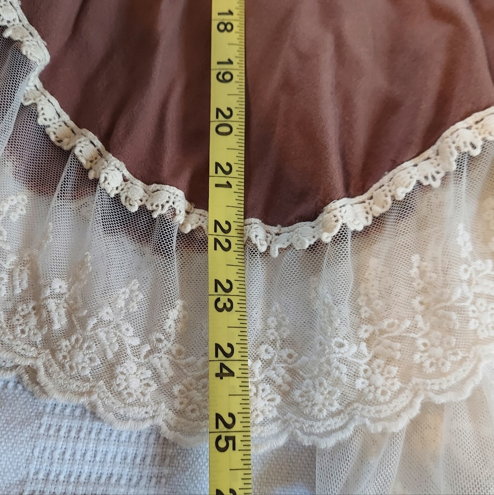 Mori Kei Brown and Cream Skirt - Picture 3 of 3